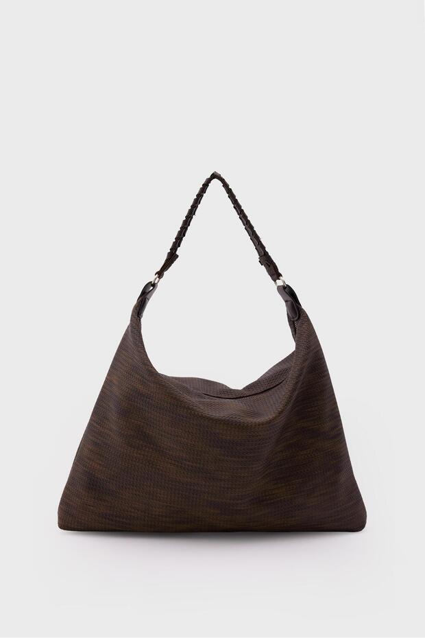 Polly Braided Casual Shoulder Bag Brown