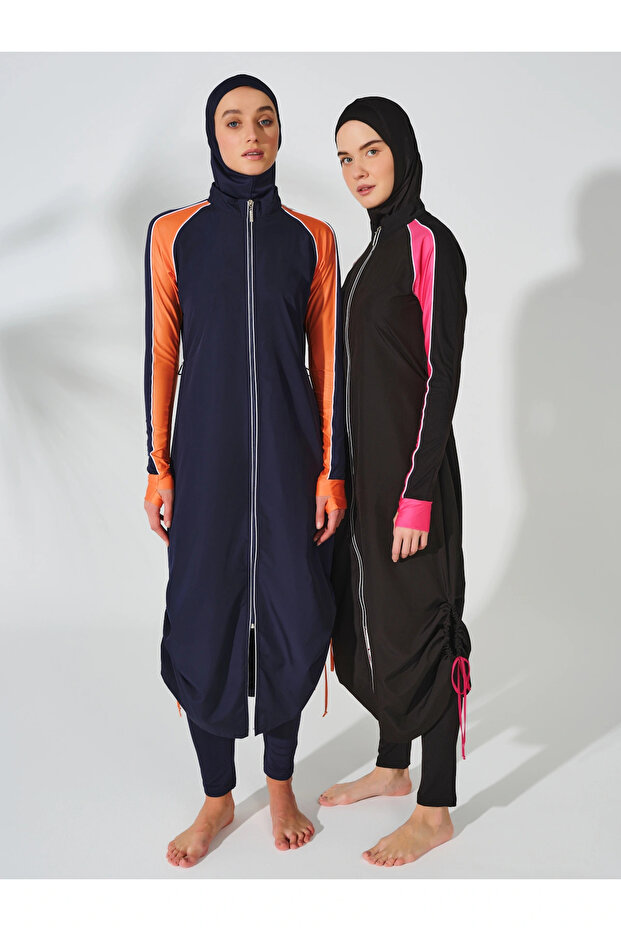 Sports Finger-Strapped Long Hijab Swimsuit