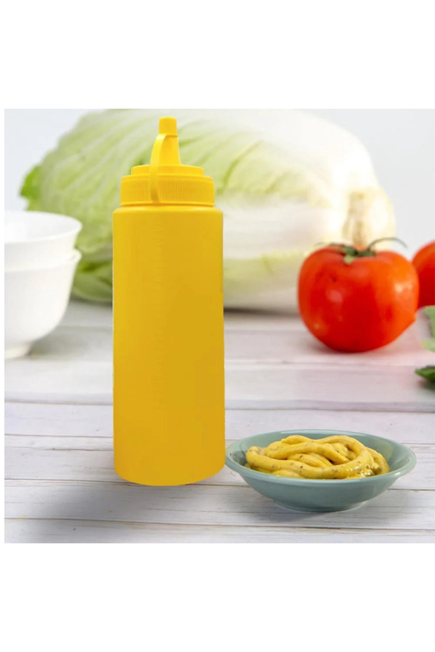 2 colored plastic ketchup bottles - 2