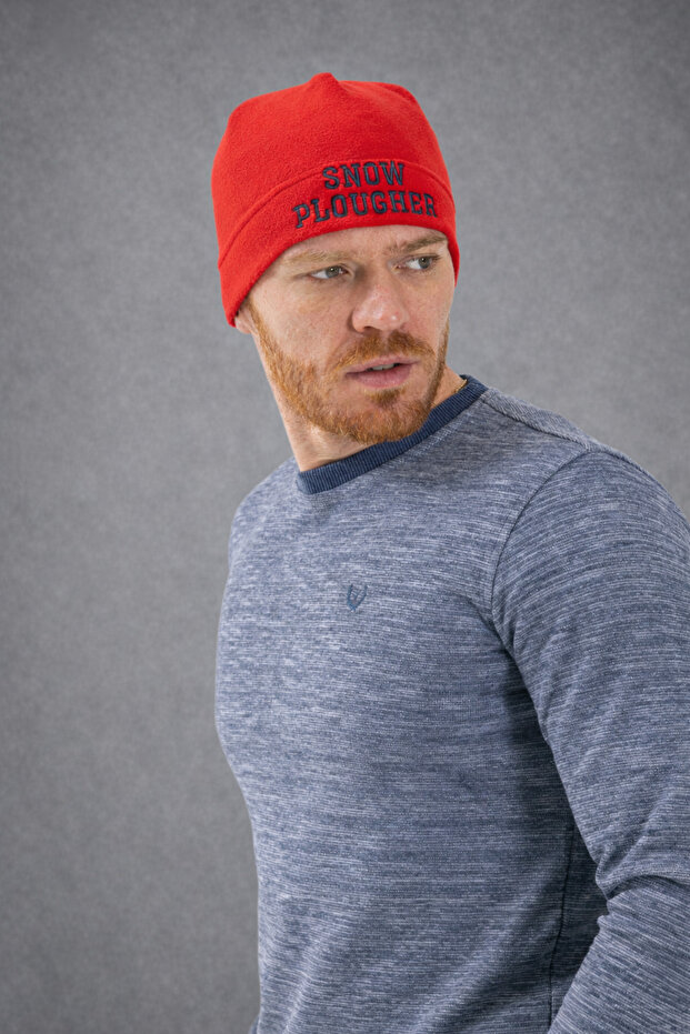 Men's Red Slogan Warm Outfits Fleece Beanie