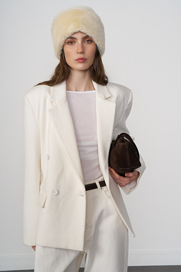 Kruvaze Kaşe Ceket - 1