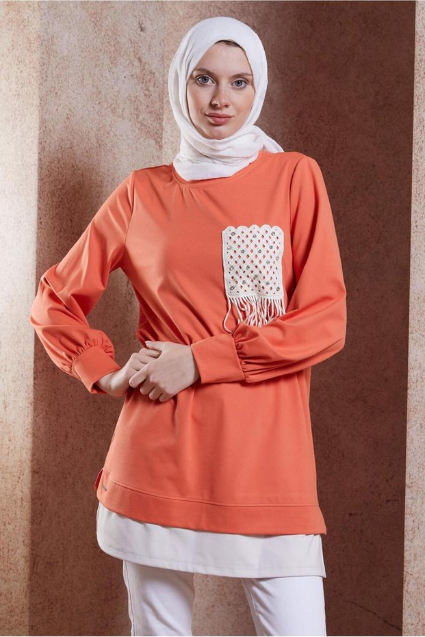Tasseled Detail Sweatshirt Tunic 44559