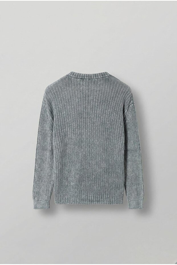 سترة رجالية قصة فضفاضة ذات تأثير قابل للغسل باللون الرمادي - 2