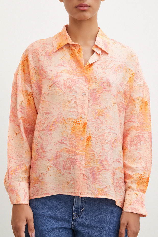 قميص مودال برتقالي - نمط قطرة - 2