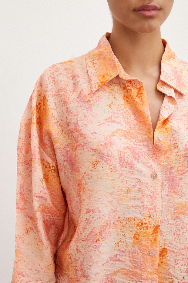 قميص مودال برتقالي - نمط قطرة - 3