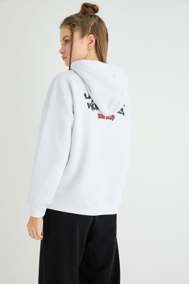 Lisanslı Baskılı Kapüşonlu Kalın Sweatshirt - 2