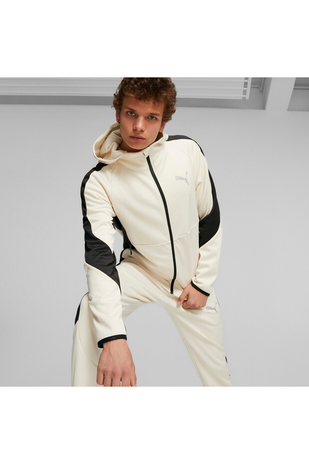 Mens Evostripe Full-zip Hoodie Sweat Jacket - White