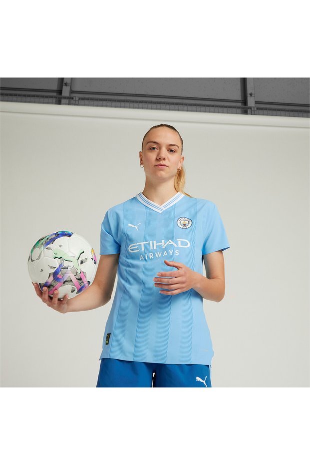 Womens Manchester City 23/24 Home Football Jersey Top - Blue