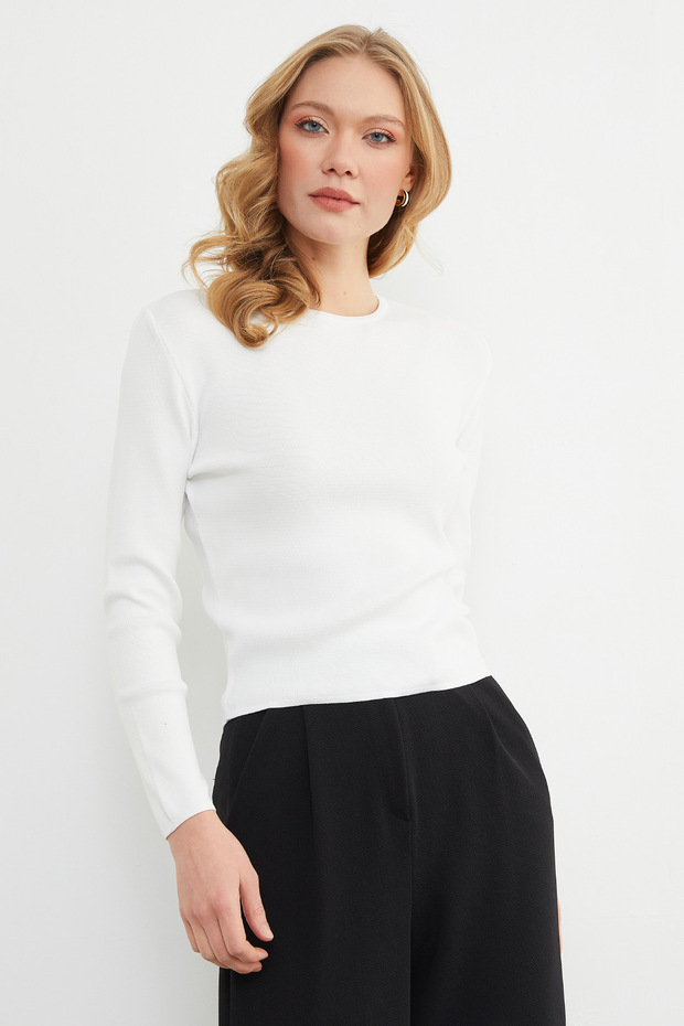 Basic Bisiklet Yaka Triko Kazak - 6