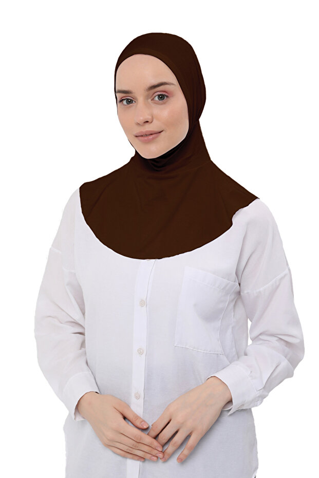 Women's Hijab Practical Neck Collar Hijab - Sportsman Bonnet - Chocolate
