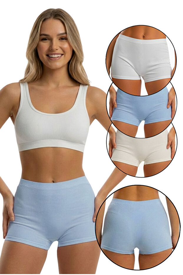 Kadın Üçlü Fitilli Modal Şort MODEL-2 - 1