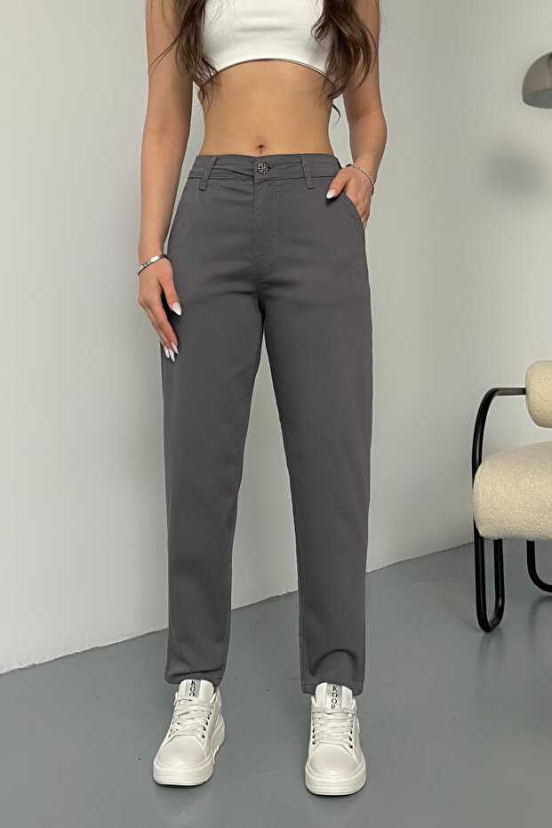 Női magas derekú Lycra/Rugalmas Mom nadrág - 2