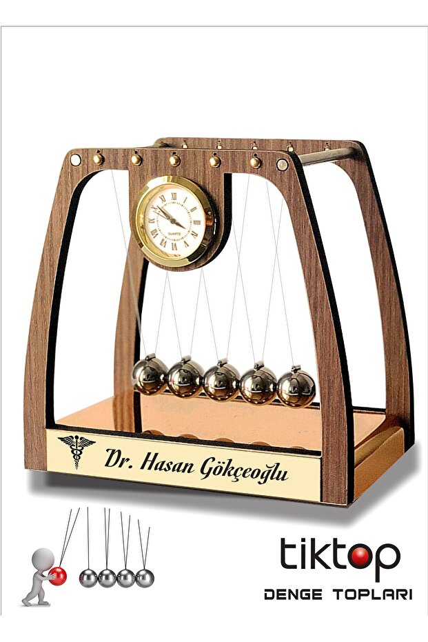 Masa Üstü Denge Topları Saatli Orta Boy - 5