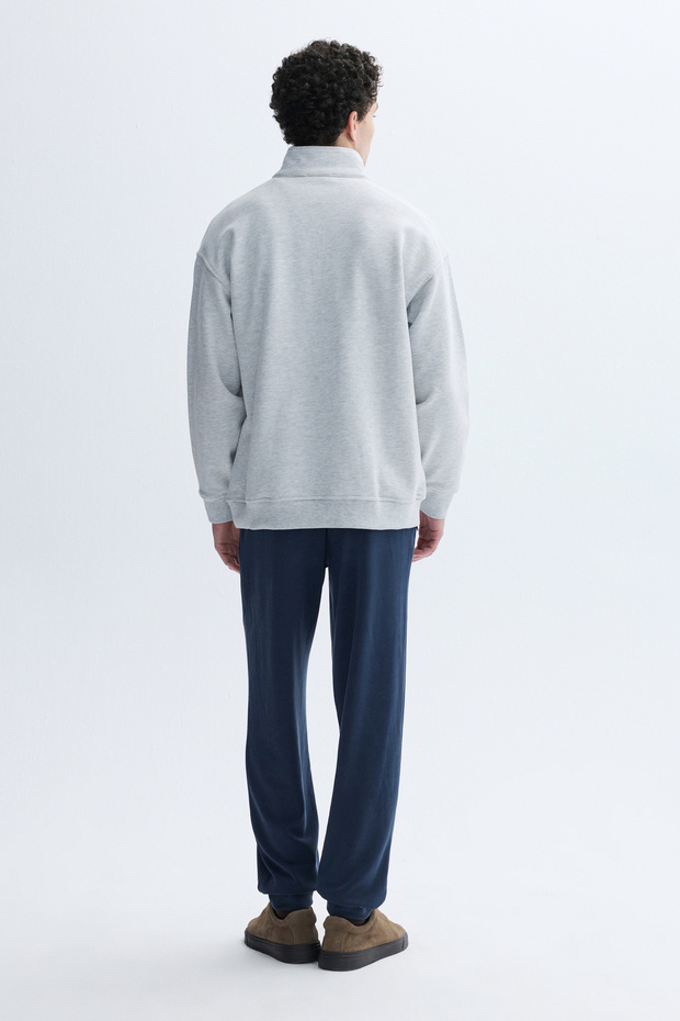 FERMUARLI DİK YAKA OVERSIZE SWEATSHIRT - 2