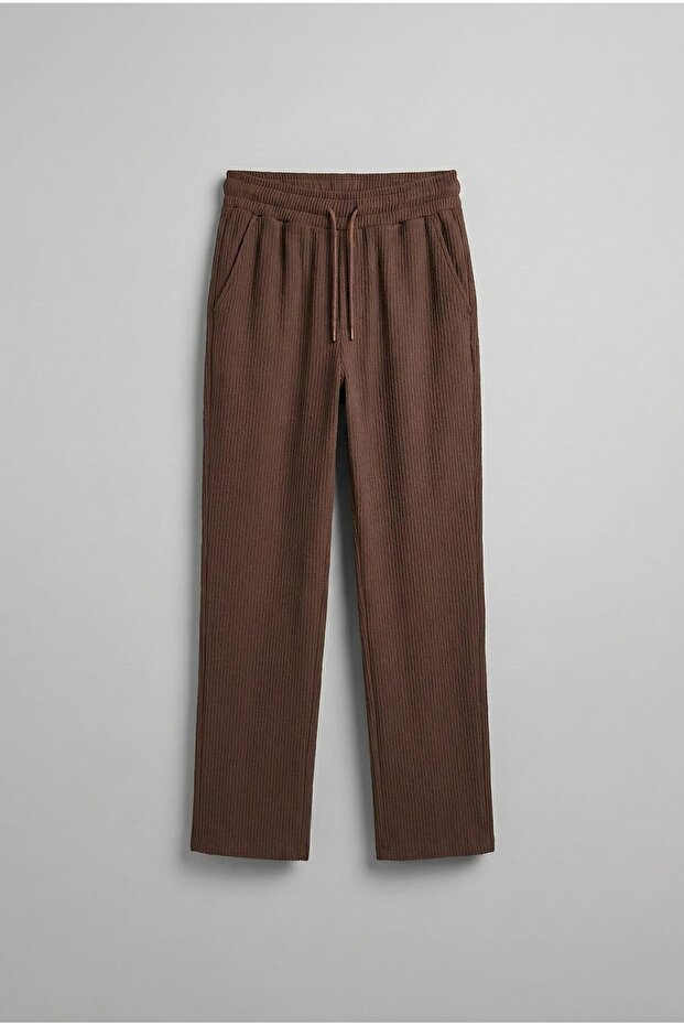 Men's Ribbed Baggy Fit Comfortable Tracksuit Brown