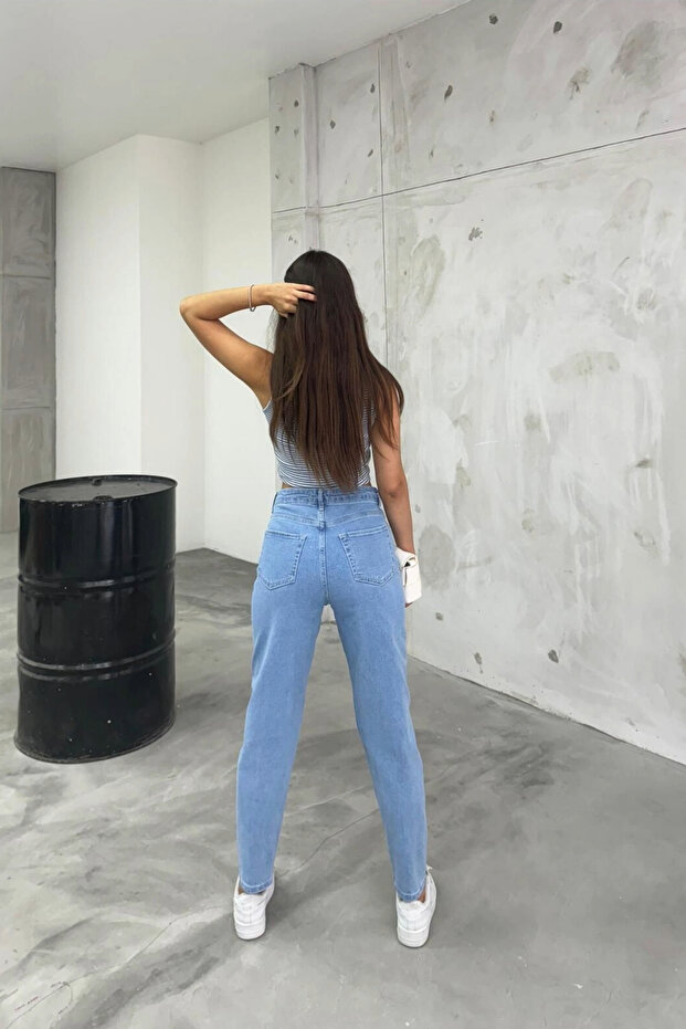 جينز نسائي عالي الخصر قابل للتمدد/ليكرا - 4