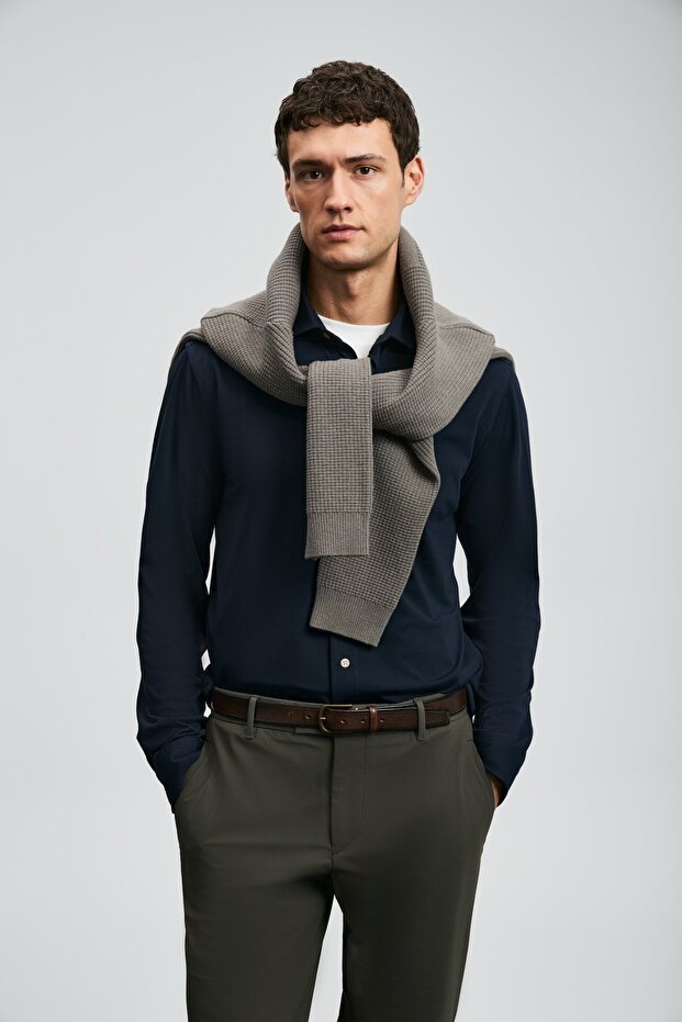 112010668 Carl Erkek Basic Gömlek Regular Fit Erkek Gömlek LACİVERT - 2