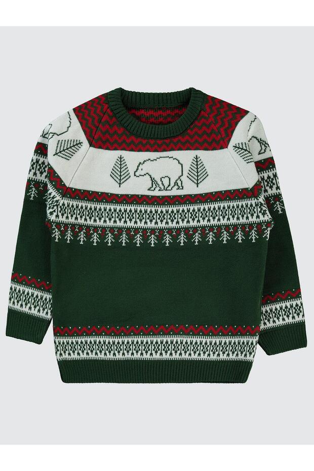 Bear Patterned Sweater for 2-5 Years Old - Green
