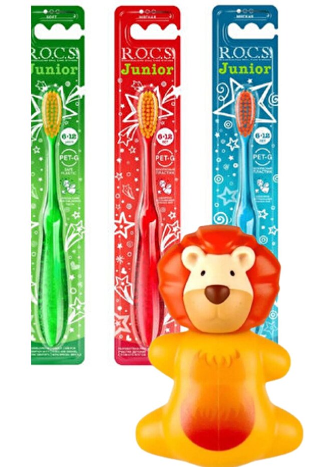 Rocs 6 12-Year Toothbrush and Flipper Lion Figured Storage Container Set