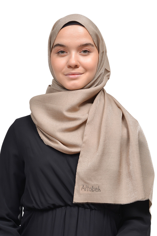 Women's Solid Color Twinkle Glitter Hijab Shiny Evening Dress Shawl - Light Mink