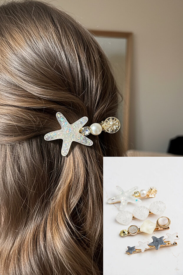 مجموعة مشابك متعددة من صدف البحر الأبيض (6 سم) - 1