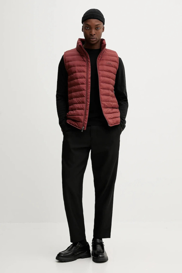 Men's Sleeveless Lightweight Nylon Puffer Red Vest Lv04Lc509G-Vfk