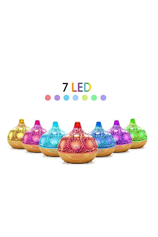 3D Aromatherapy Diffuser 500 ml capacity multicolor LED lights fireworks pattern - 6