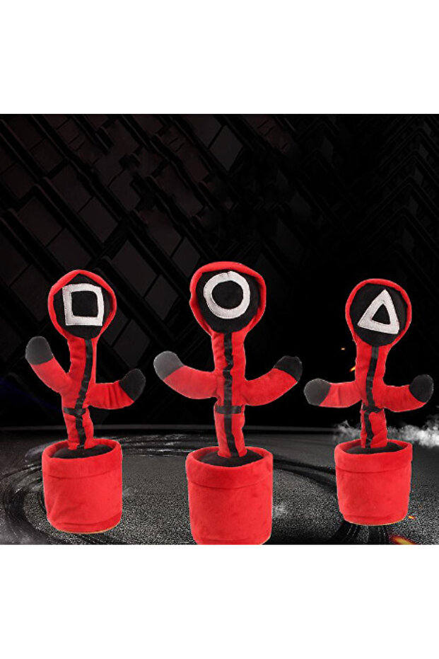 Interactive cactus toy Squid Game model with LEDs Dancing Talking Mimic RED - 2