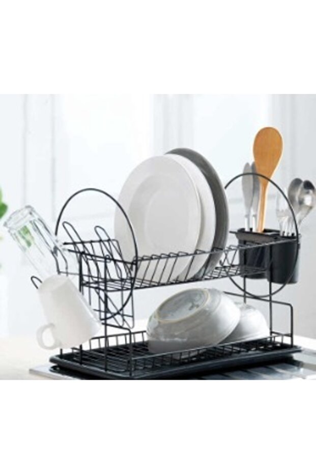 Stacked dish rack with drip tray - 6