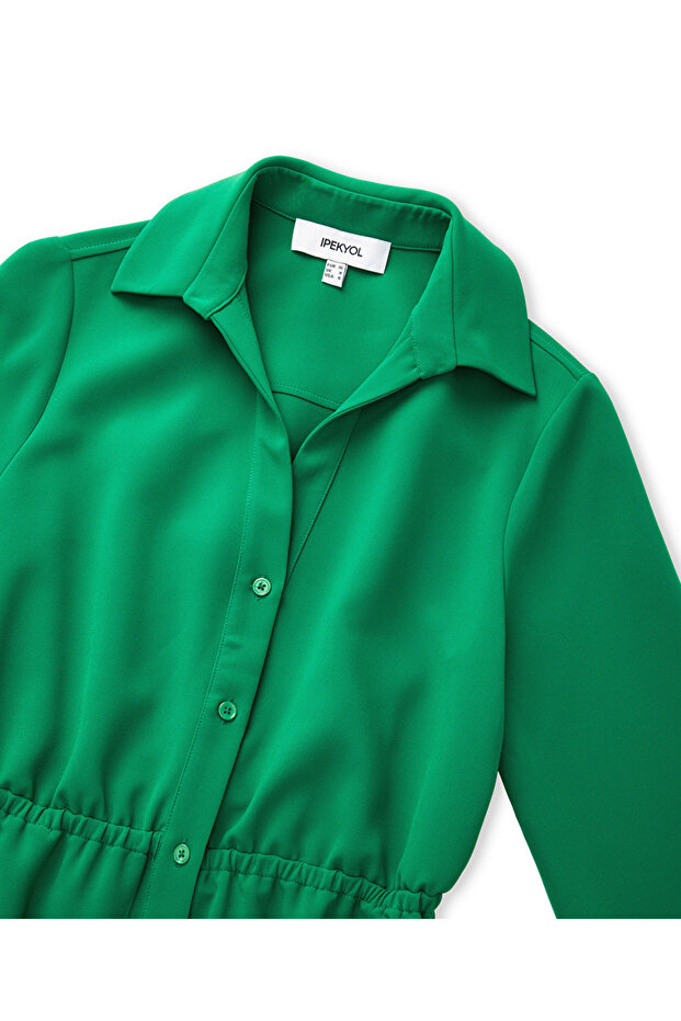 Elastik bel gömlek elbise - 4