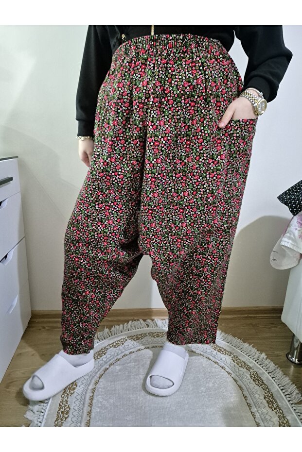 Pıtır Floral FLANEL DIVIDIN SHALVAR PANTS 100% COTTON