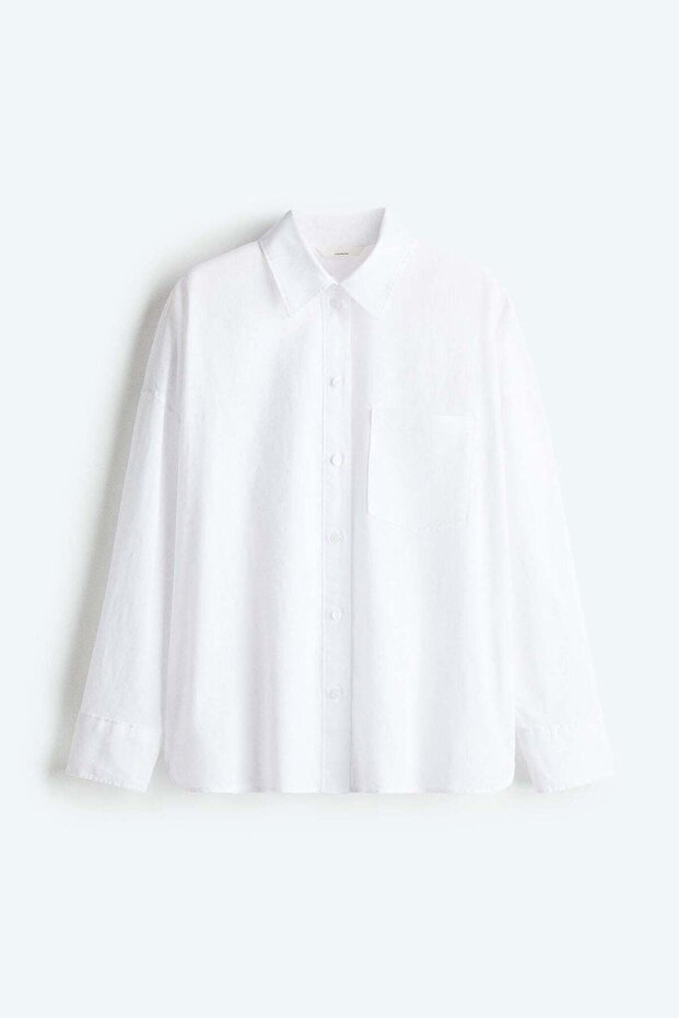 Oversized linen-blend shirt