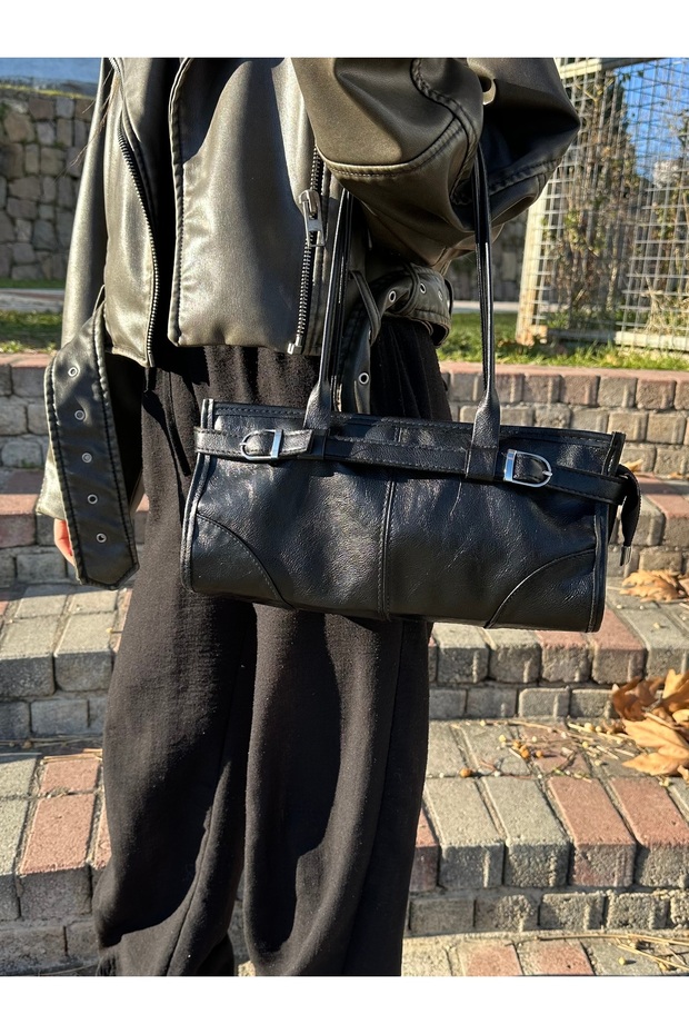 Vintage Baget Siyah Çanta - 1