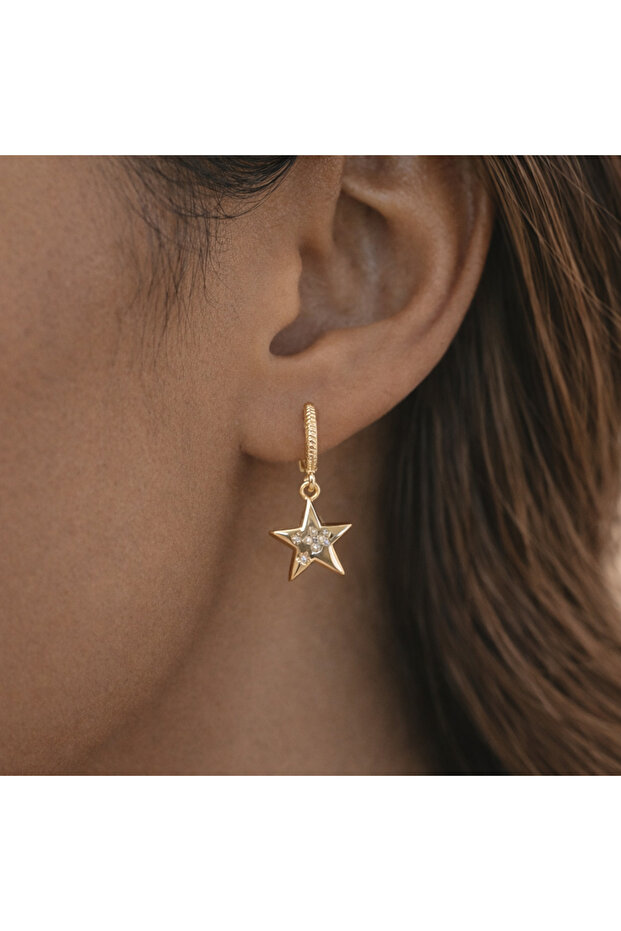 Charmlı Star Dangle Hoop Earrings