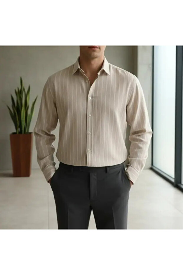 Oversize Dokuma Kumaş Gömlek - 5