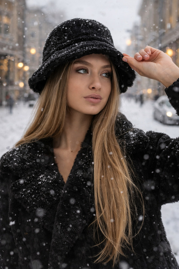 قبعة نسائية سوداء ناعمة من القطيفة