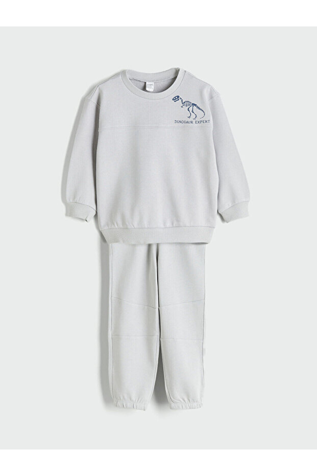 Seray New Season Dinosaur Printed Boys' Sweatshirt and Sweatpants