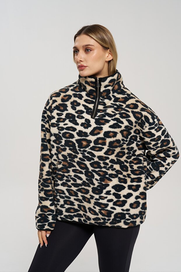 Leopar Dik Yaka Sweatshirt - 4