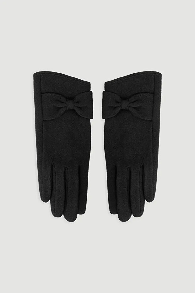 Fiyonklu Eldiven - Siyah - 1