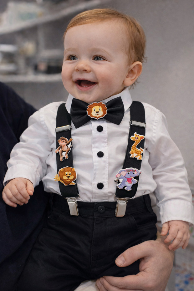 Siyah Askı Papyon Pantolon Gömlek - 1