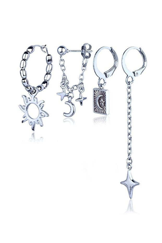 Dörtlü Kombin Objeler Küpe - 1