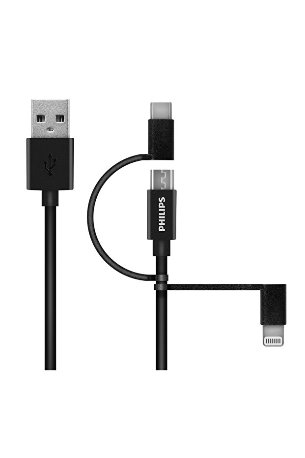 Dlc3106t 3in1 Micro Usb-lightining-type-c Şarj Ve Data Kablosu 2m Siyah - 1