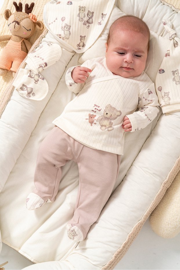 100% Organic Cotton You and Me Bear 5 Piece Hospital Outlet Set