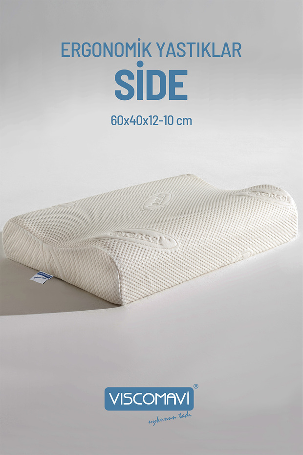 Side Visco Yastık–Çift Yükseklikli (12/10 cm)-Astarlı-Ömür Testli-Doğal Lif Kılıflı - 1