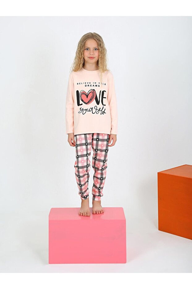 Girls' Long Sleeve 100% Cotton Buttoned Pajama Set Your Dreams