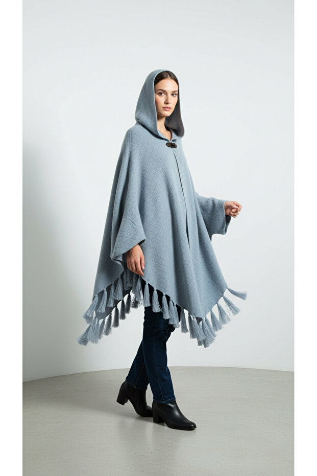 Women's Hooded Textured Poncho