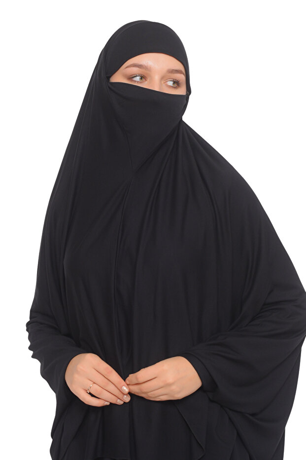 Sleeve Souffle Abaya with Veil Practical Hijab Hijab - Nikaplı Prayer Cloth