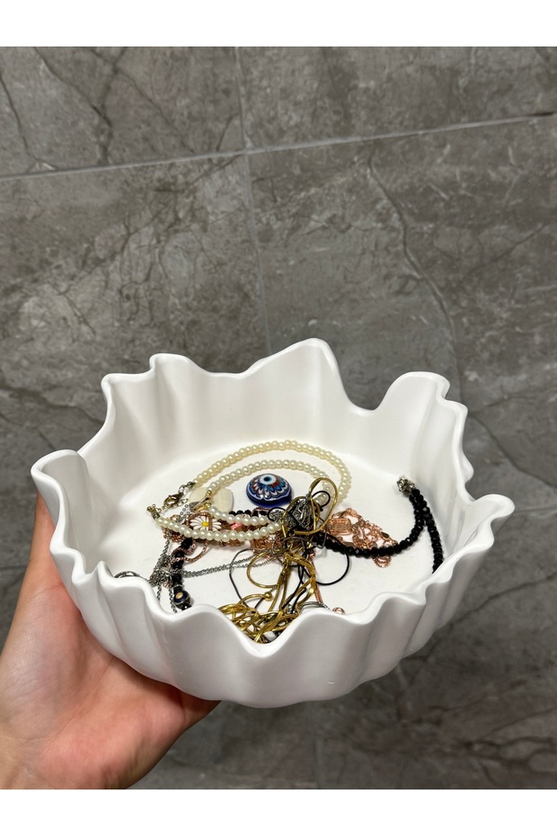 Şekilli dalgalı modern (wawe) el yapımı dekoratif tabak - 4