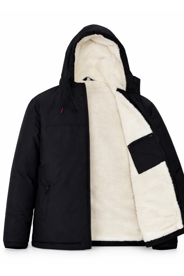 معطف رجالي مبطن بالفرو من الداخل - 2