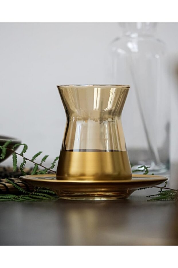 Trendy Gold 12 Piece Tea Cup Set 135 Cc.